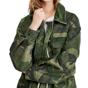 FREE PEOPLE 'Seize The Day Jacket' Military Utility Field Green Camo